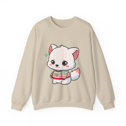 Kawaii Christmas Fox Sweatshirt, Cute Holiday Crewneck