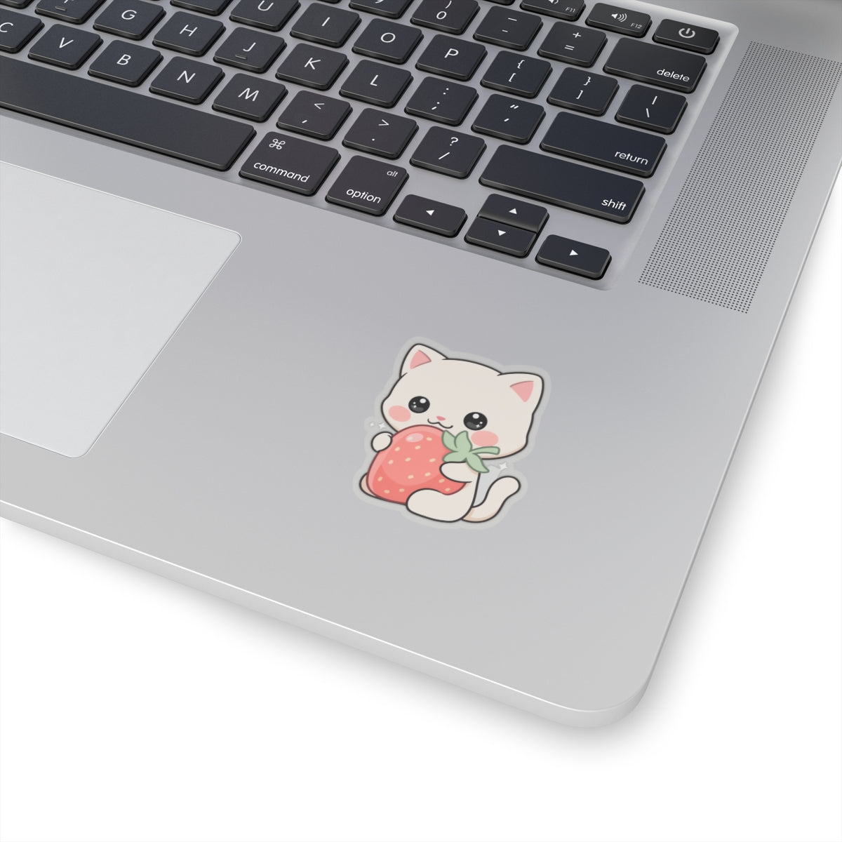Kawaii Cat Strawberry Kiss-Cut Sticker for Cat Lovers