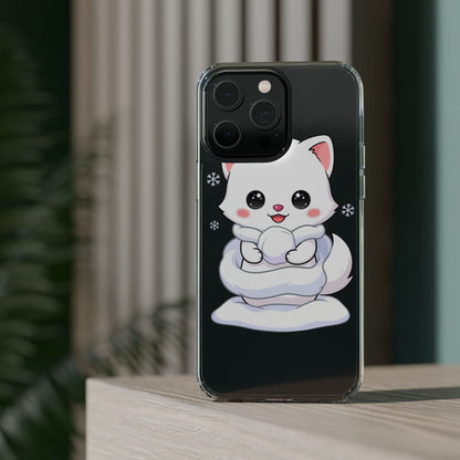 Kawaii Arctic Fox Phone Case, Cute Snow Day Gift