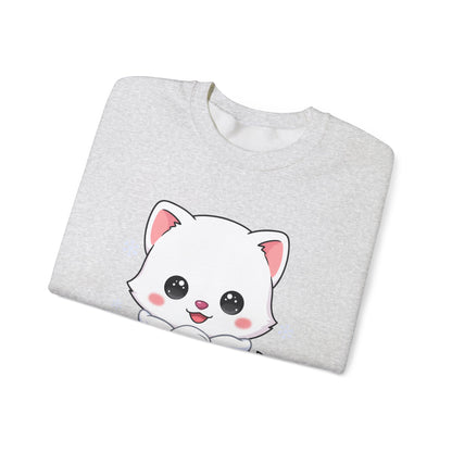 Kawaii Arctic Fox Sweatshirt, Cute Winter Animal Crewneck