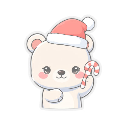 Christmas Polar Bear Sticker, Cute Kawaii Holiday Gift