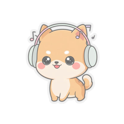 Kawaii Shiba Inu Music Sticker for Journals and Laptops