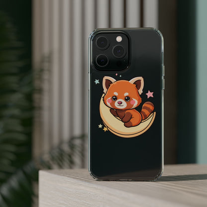 Red Panda Phone Case, Kawaii Moon Companion