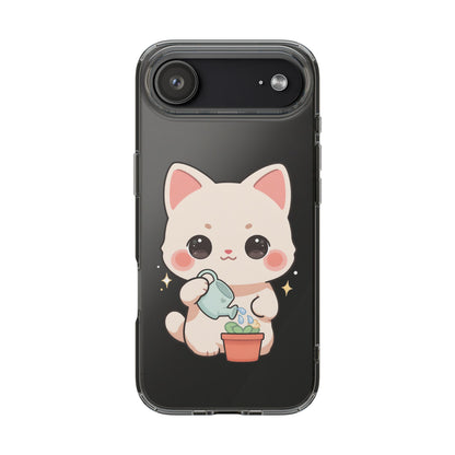 Kawaii Cat Phone Case, Cute Plant Lover Gift