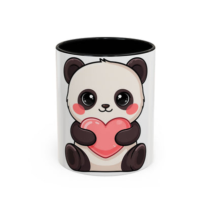 Kawaii Panda Heart Accent Coffee Mug