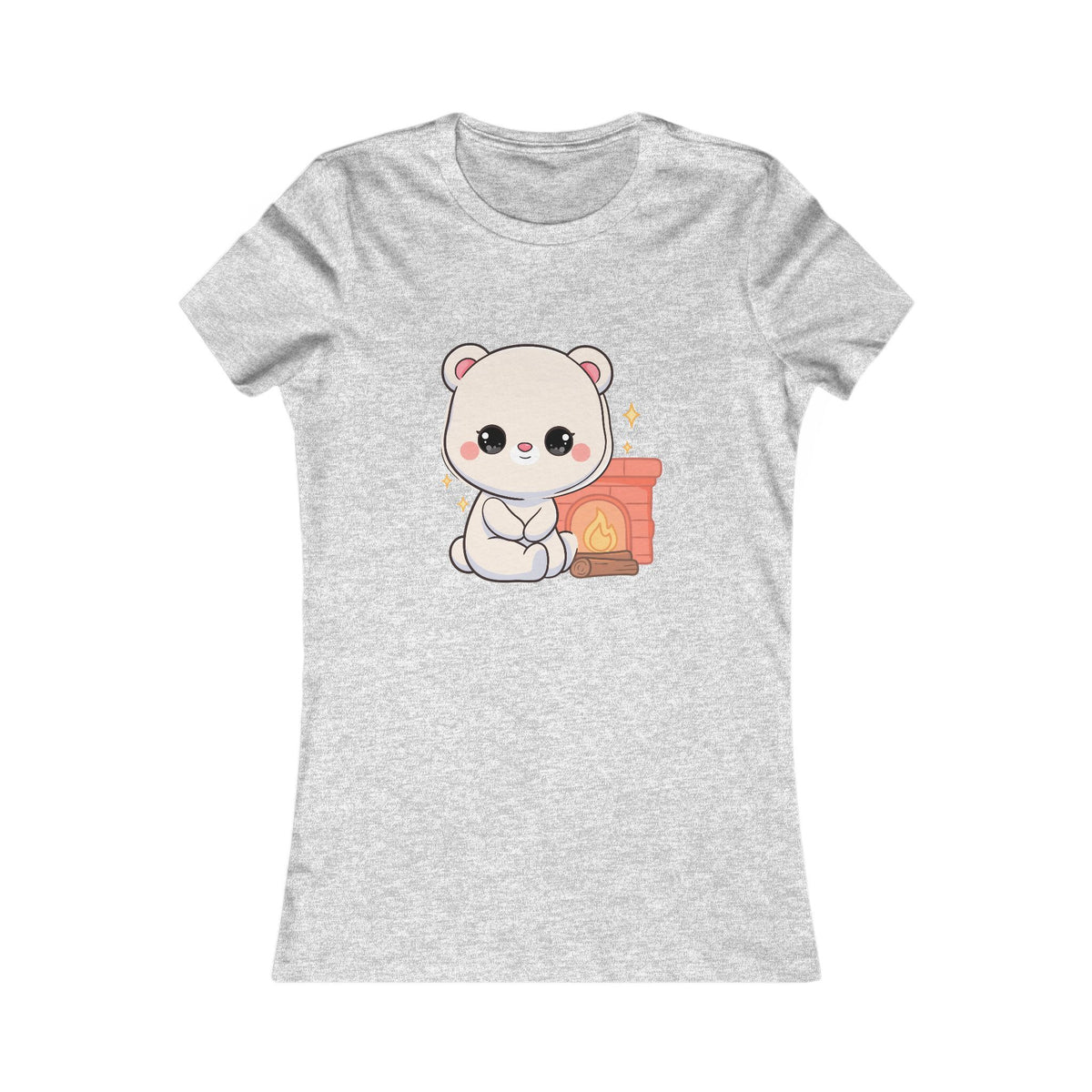 Kawaii Polar Bear Tee – Cozy Fireplace Cub