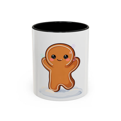 Kawaii Gingerbread Man Accent Coffee Mug for Winter Cheer