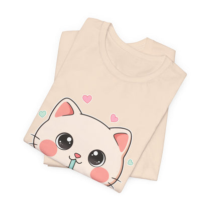 Kawaii Bubble Tea Cat T-Shirt for Cat and Boba Lovers