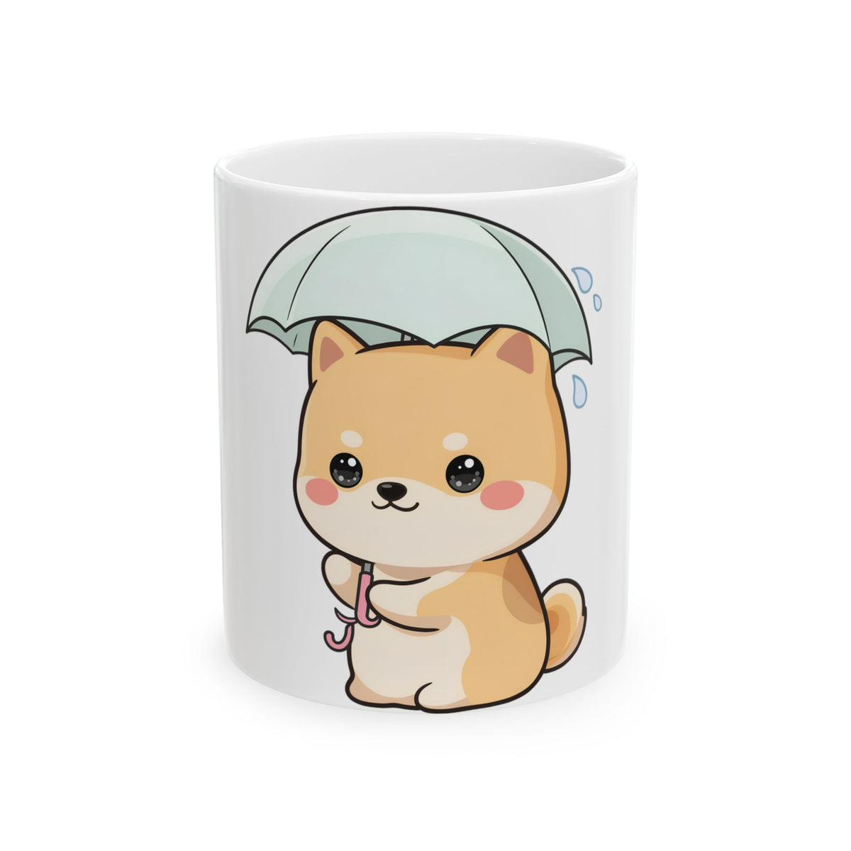 Kawaii Shiba Inu Mug, Cute Rainy Day Dog Gift