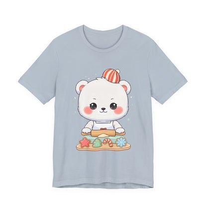 Christmas Cookie Baking Polar Bear Tee, Kawaii Holiday Shirt