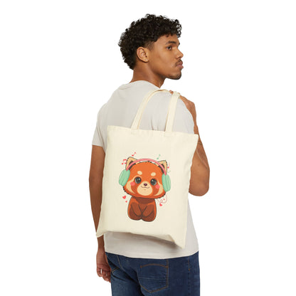 Kawaii Red Panda Tote Bag for Music Lovers
