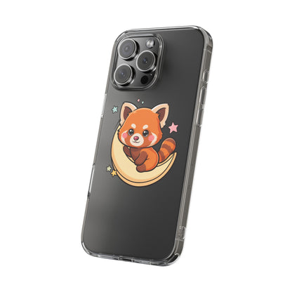 Red Panda Phone Case, Kawaii Moon Companion