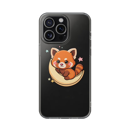 Red Panda Phone Case, Kawaii Moon Companion