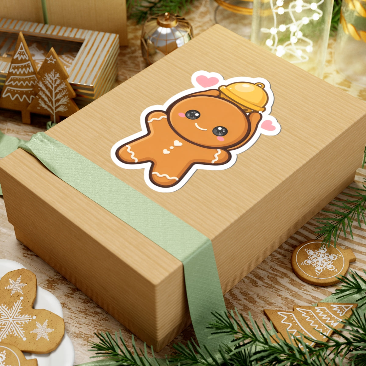 Christmas Gingerbread Sticker – Cute Kawaii Holiday Decor