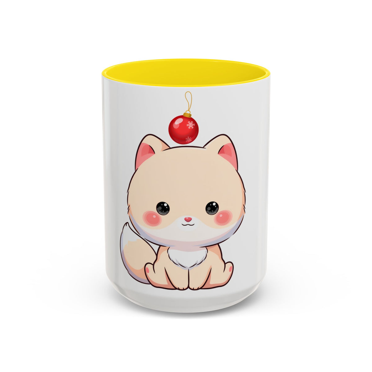 Kawaii Arctic Fox Christmas Mug – Cute Holiday Accent Mug