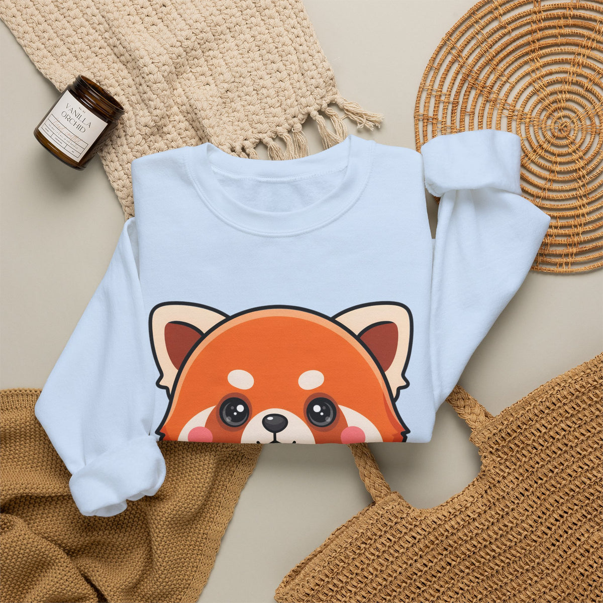 Kawaii Red Panda Sweatshirt, Cute Strawberry Hug Crewneck