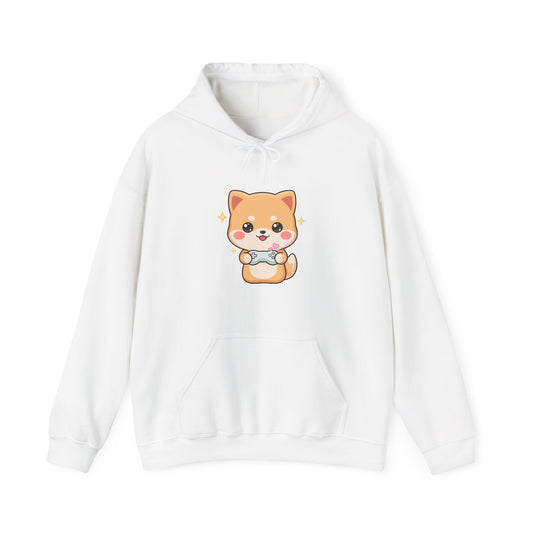 Kawaii Shiba Inu Gamer Hoodie, Cute Video Game Sweatshirt