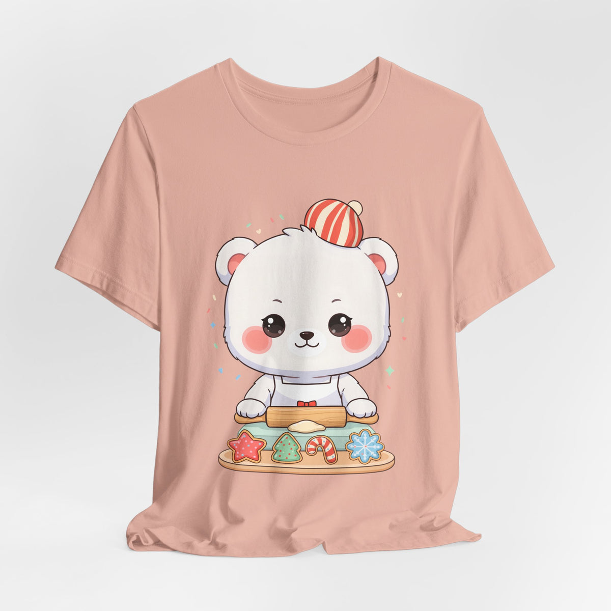 Christmas Cookie Baking Polar Bear Tee, Kawaii Holiday Shirt