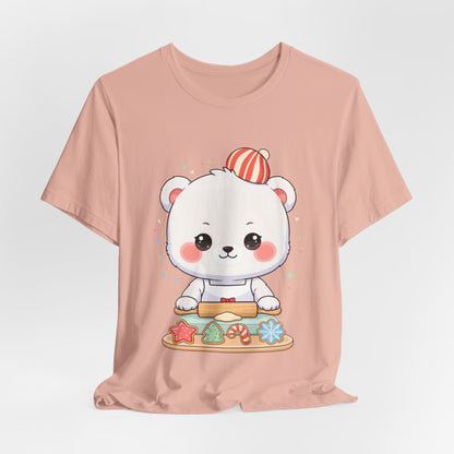 Christmas Cookie Baking Polar Bear Tee, Kawaii Holiday Shirt