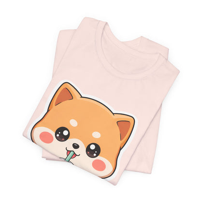 Kawaii Shiba Bubble Tea T-Shirt for Boba Lovers