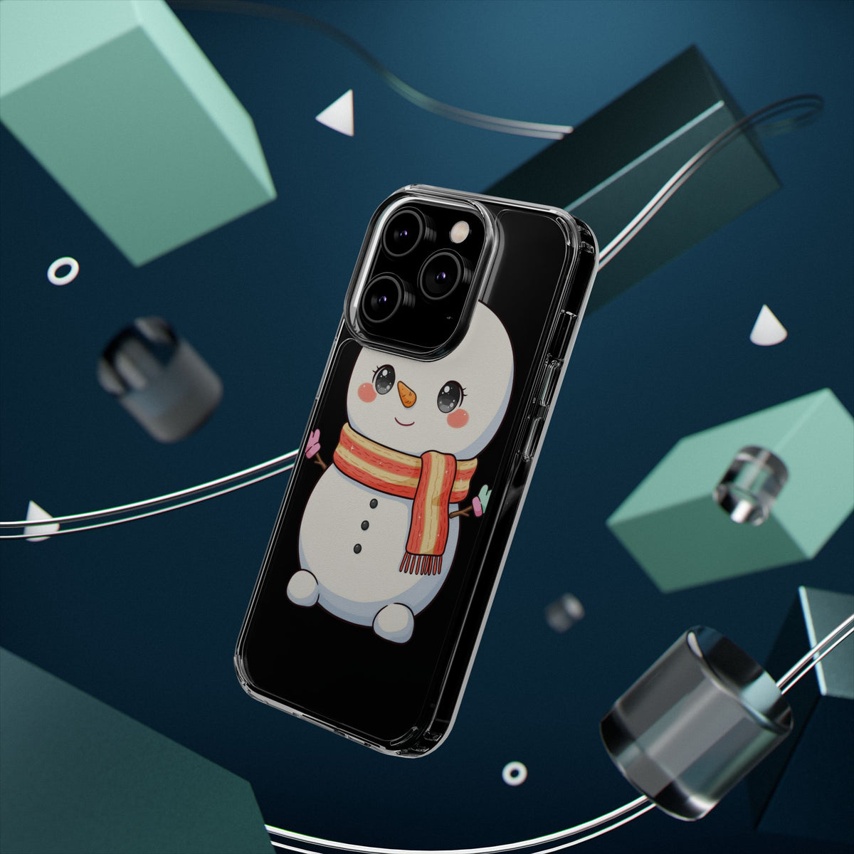 Kawaii Snowman Phone Case – Cute Christmas Clear Case