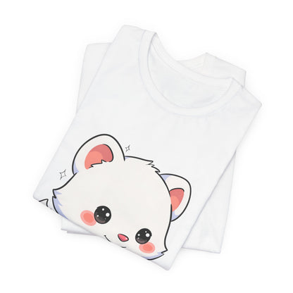 Kawaii Arctic Fox Sledding T-Shirt, Cute Unisex Tee