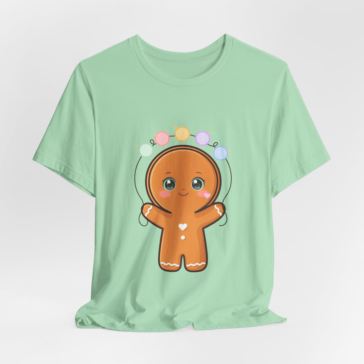 Kawaii Gingerbread Man Christmas T-Shirt, Cute Holiday Tee
