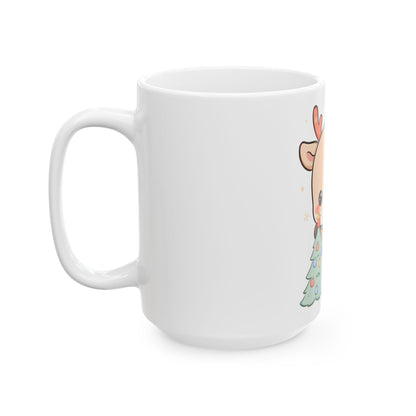 Kawaii Christmas Reindeer Mug for Cozy Holiday Desk Moments