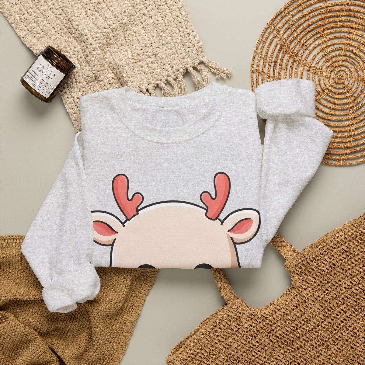 Kawaii Christmas Reindeer Sweatshirt for Holiday Fans