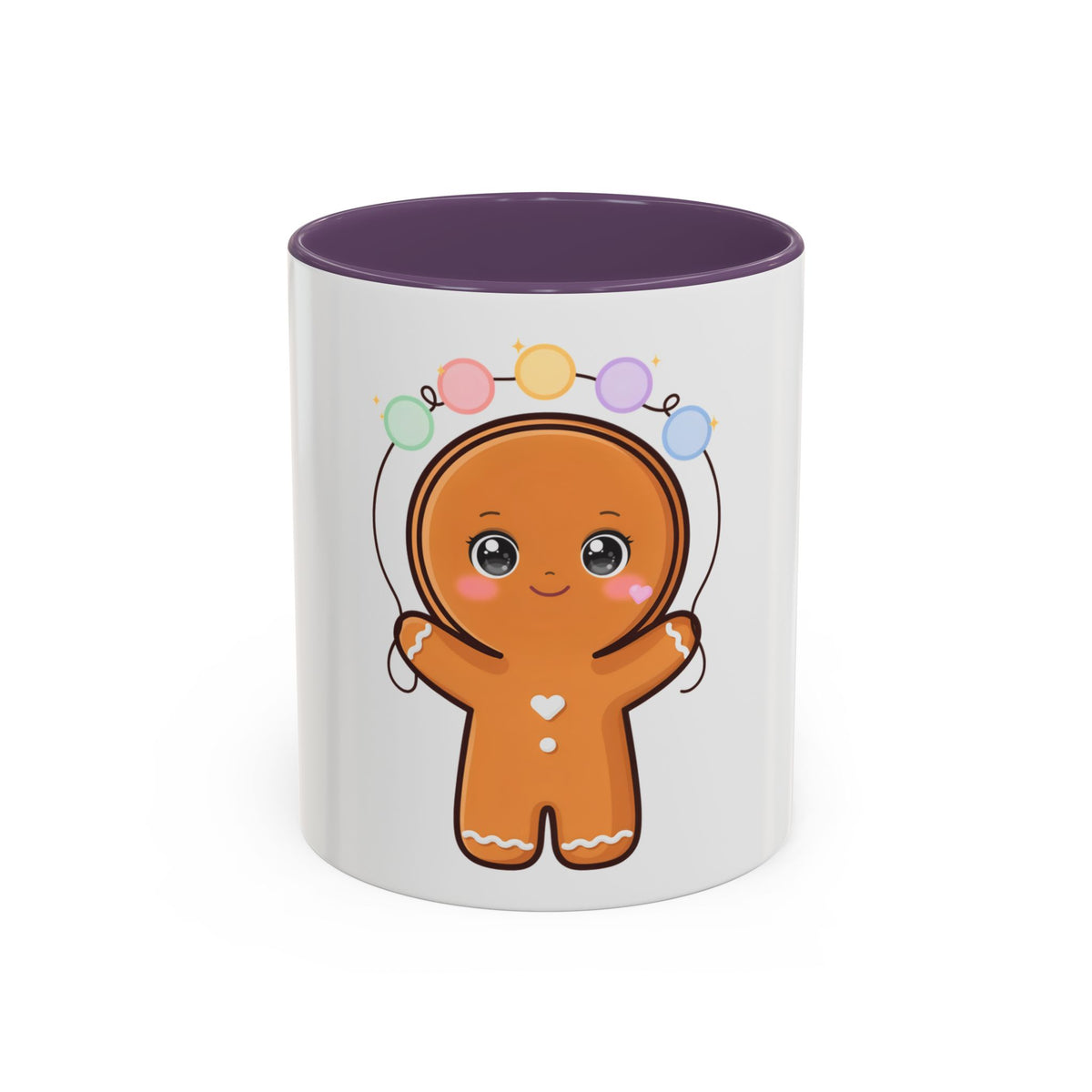 Gingerbread Man Accent Coffee Mug, Cute Kawaii Holiday Gift