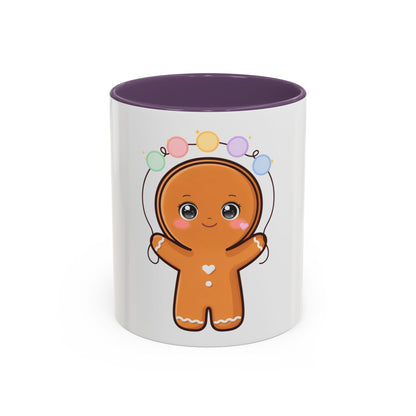 Gingerbread Man Accent Coffee Mug, Cute Kawaii Holiday Gift