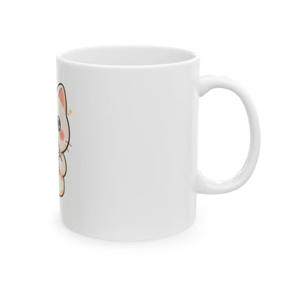 Kawaii Cat Latte Mug, Cute Chibi Coffee Lover Gift