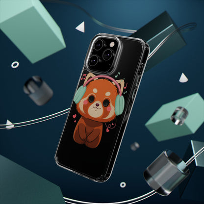 Red Panda Phone Case, Kawaii Music Lover Clear Case