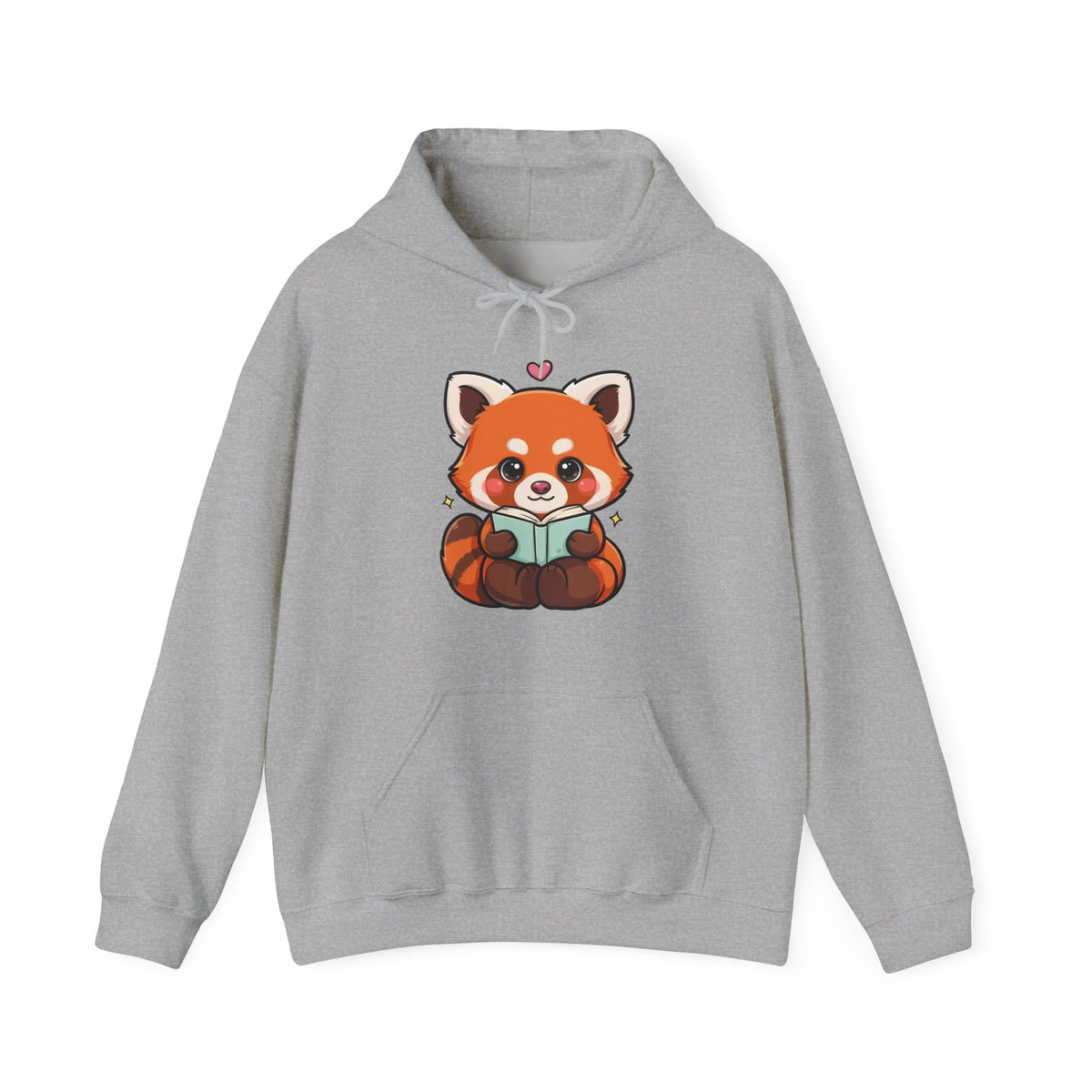 Cute Red Panda Reading Hoodie, Kawaii Book Lover Sweatshirt