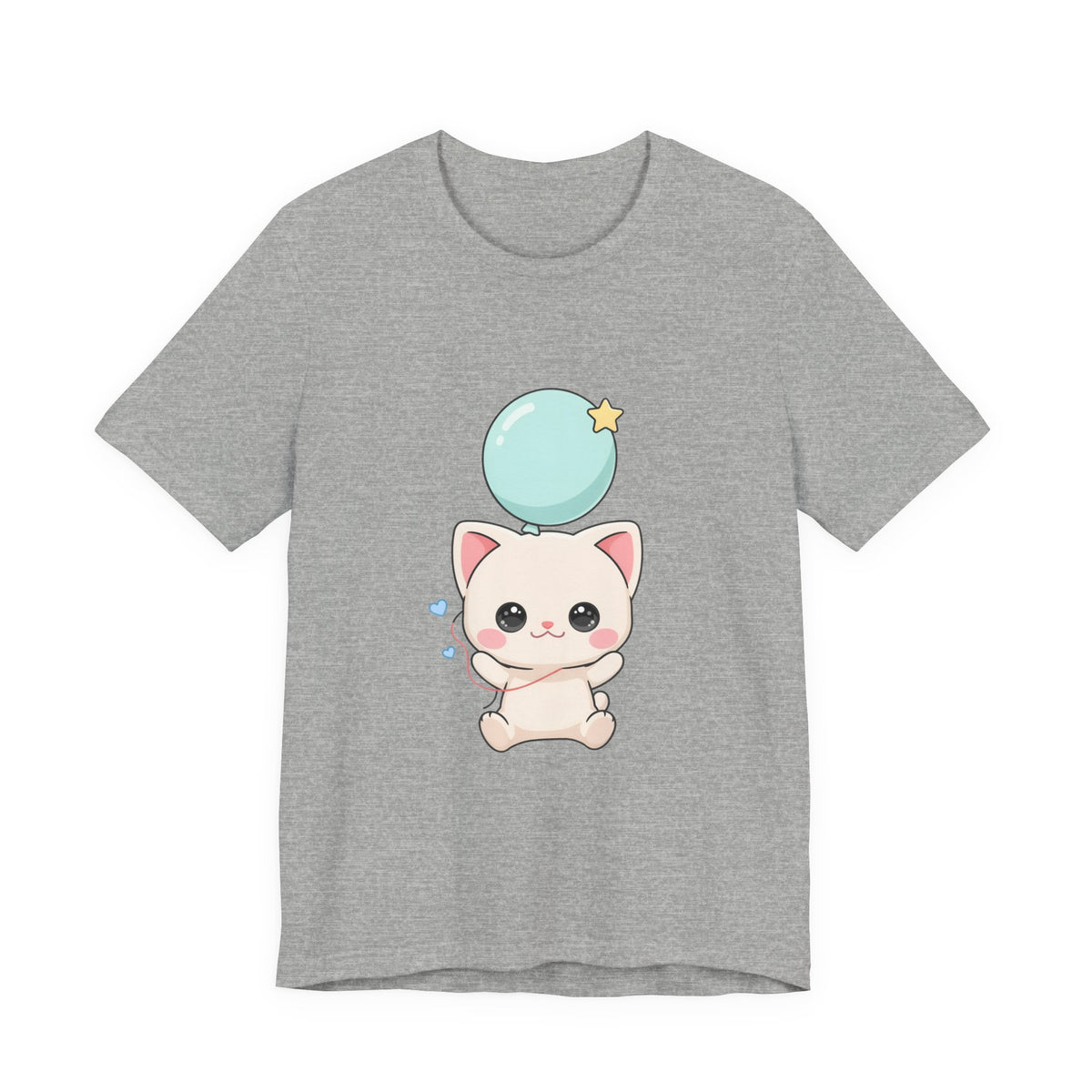 Kawaii Cat Balloon T-Shirt, Cute Chibi Kitty Tee