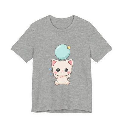 Kawaii Cat Balloon T-Shirt, Cute Chibi Kitty Tee