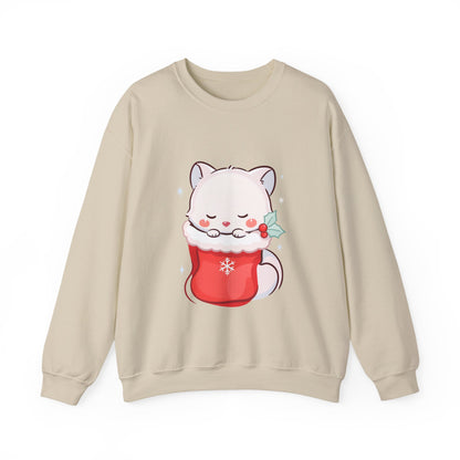 Christmas Fox Sweatshirt, Kawaii Stocking Arctic Fox Gift