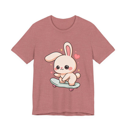 Kawaii Bunny Skateboard T-Shirt for Cute Style Fans