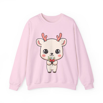 Kawaii Reindeer Sweatshirt, Cute Christmas Crewneck