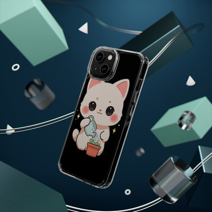 Kawaii Cat Phone Case, Cute Plant Lover Gift