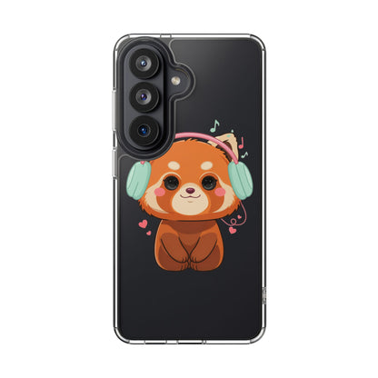 Red Panda Phone Case, Kawaii Music Lover Clear Case