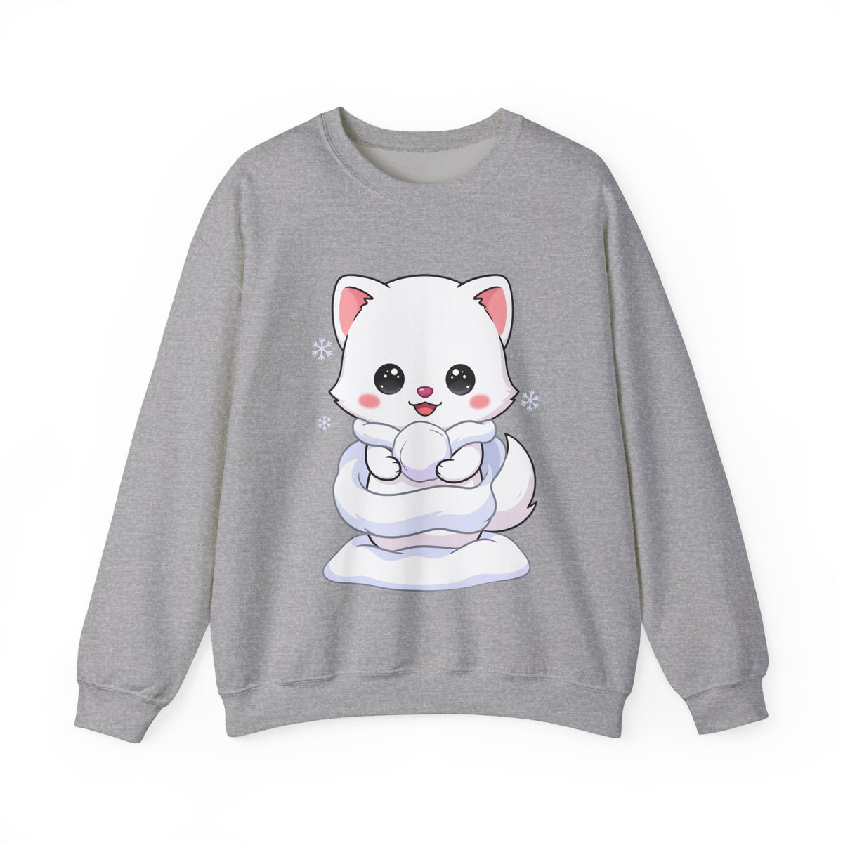 Kawaii Arctic Fox Sweatshirt, Cute Winter Animal Crewneck