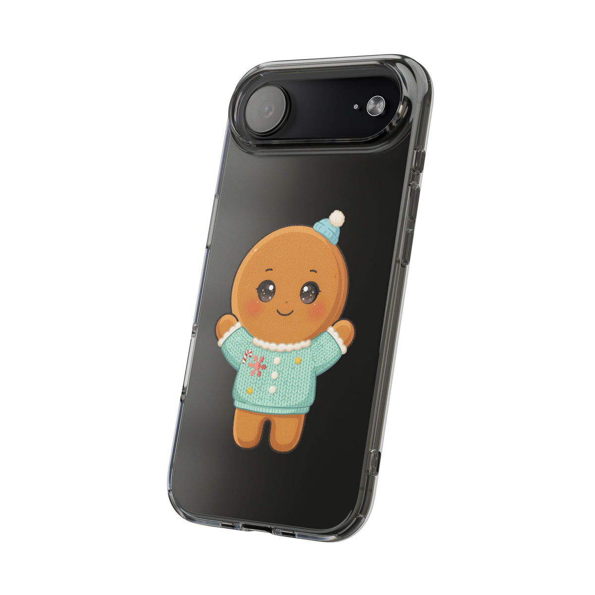 Kawaii Gingerbread Phone Case, Cute Christmas Sweater Cookie