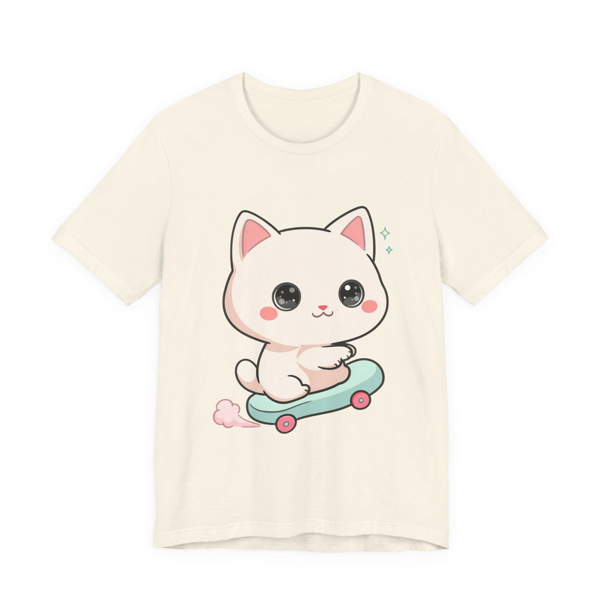 Kawaii Skateboarding Cat T-Shirt – Cute Chibi Kitty Tee