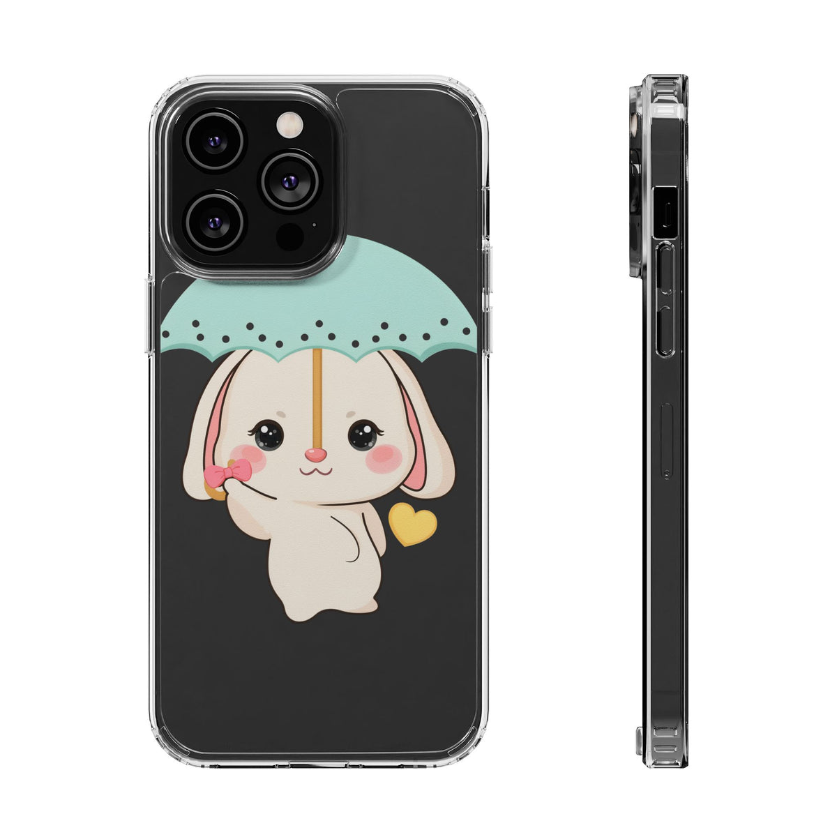 Kawaii Bunny Phone Case with Umbrella | Cute Clear Case