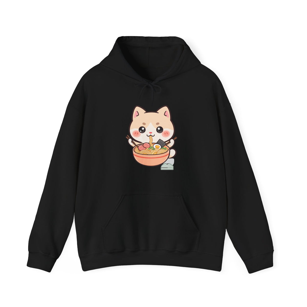 Kawaii Ramen Cat Hoodie, Cute Foodie Sweatshirt