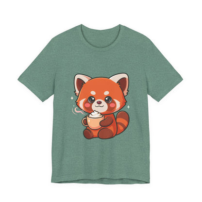 Kawaii Red Panda Coffee Tee for Cute Animal Lovers