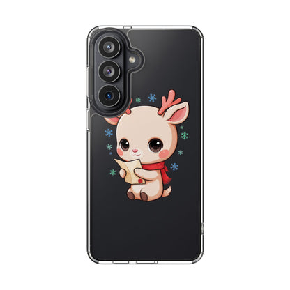 Christmas Reindeer Clear Impact-Resistant Phone Case