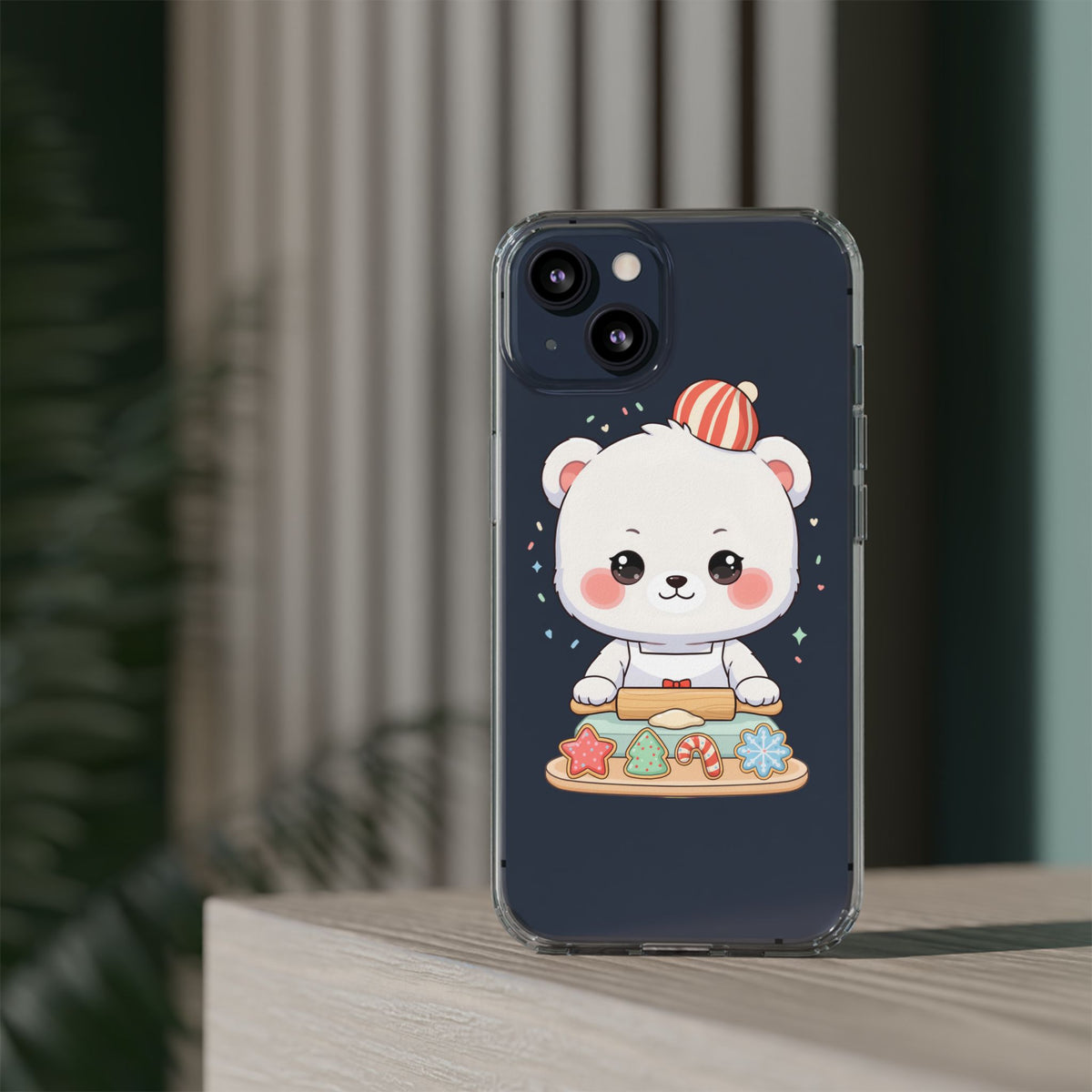 Christmas Bear Cookie Baking Clear Phone Case
