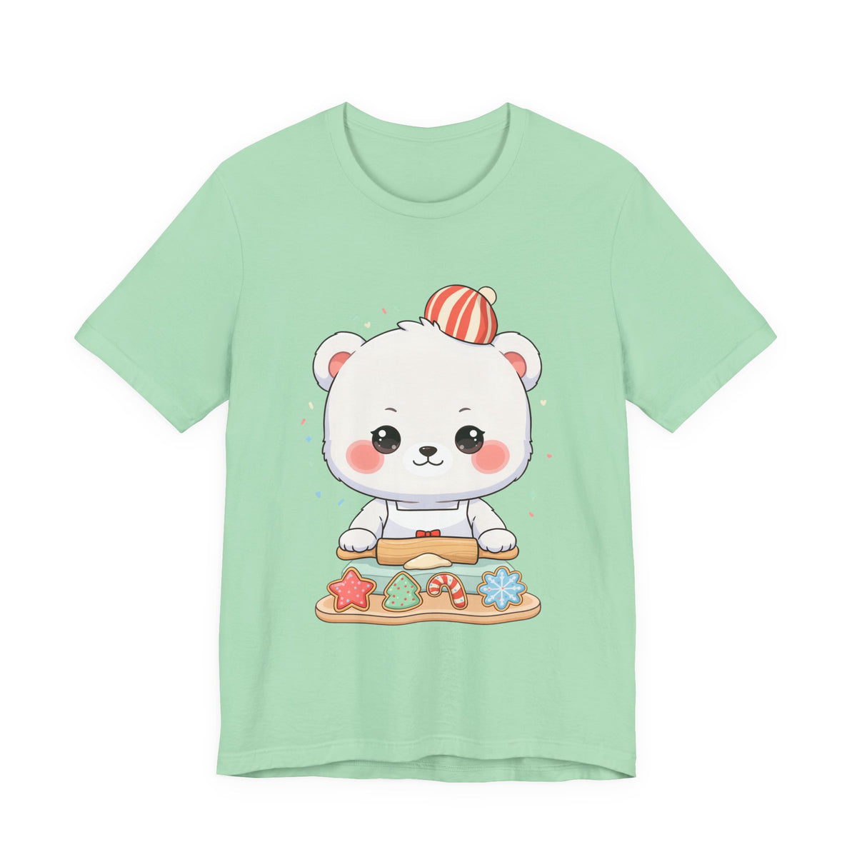 Christmas Cookie Baking Polar Bear Tee, Kawaii Holiday Shirt